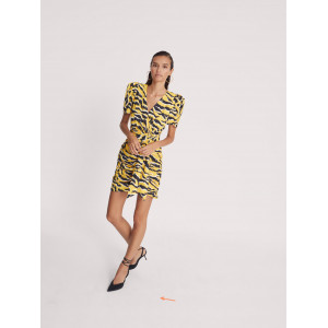 JACQUELINE - Vestido corto tigre drapeado