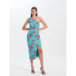 CATALINA MANILA - VESTIDO MIDI ASIMÉTRICO ESTAMPADO