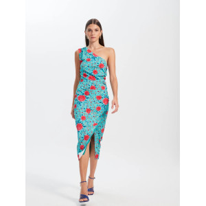 CATALINA MANILA - VESTIDO MIDI ASIMÉTRICO ESTAMPADO