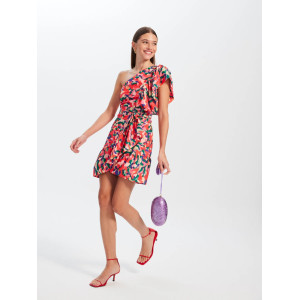 VEGA - VESTIDO CORTO ASIMÉTRICO ESTAMPADO