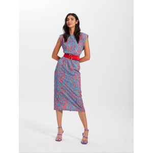 DANIELA SPOTS - VESTIDO MIDI SIN MANGAS ESTAMPADO