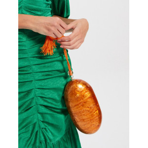 BOMBÓN NARANJA - BOLSO EFECTO NACARADO NARANJA